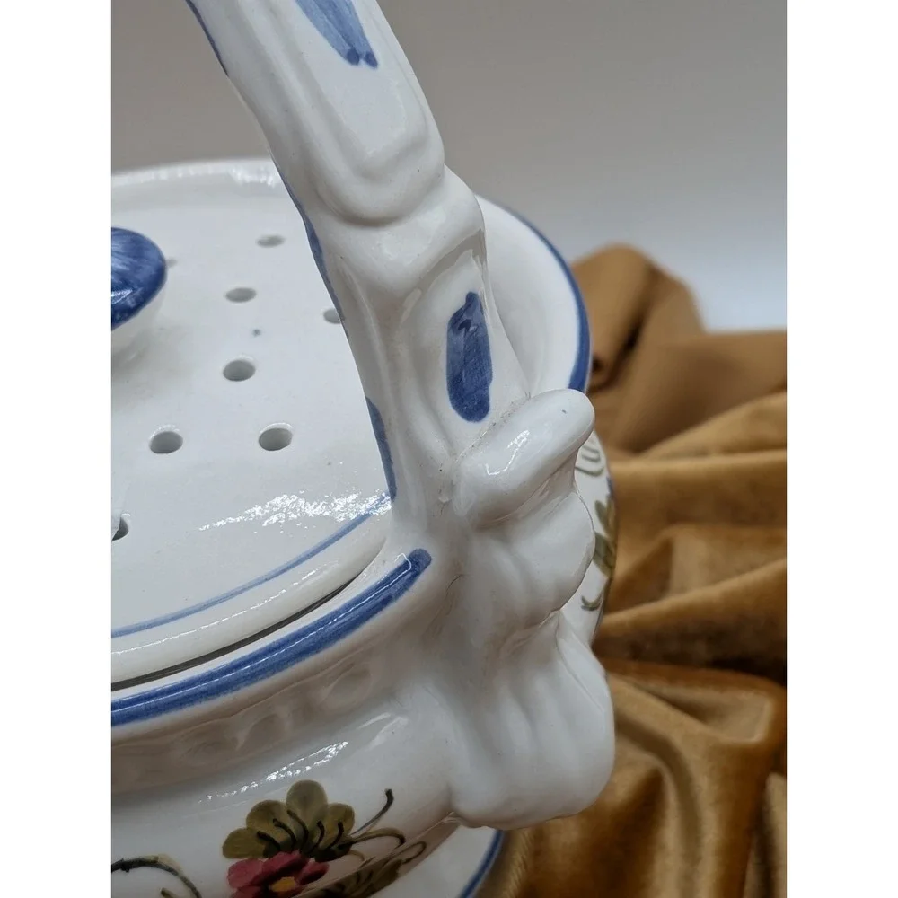 Maioliche Deruta Italy Hand Painted Ceramic Garlic & Onion Keeper JarVintage